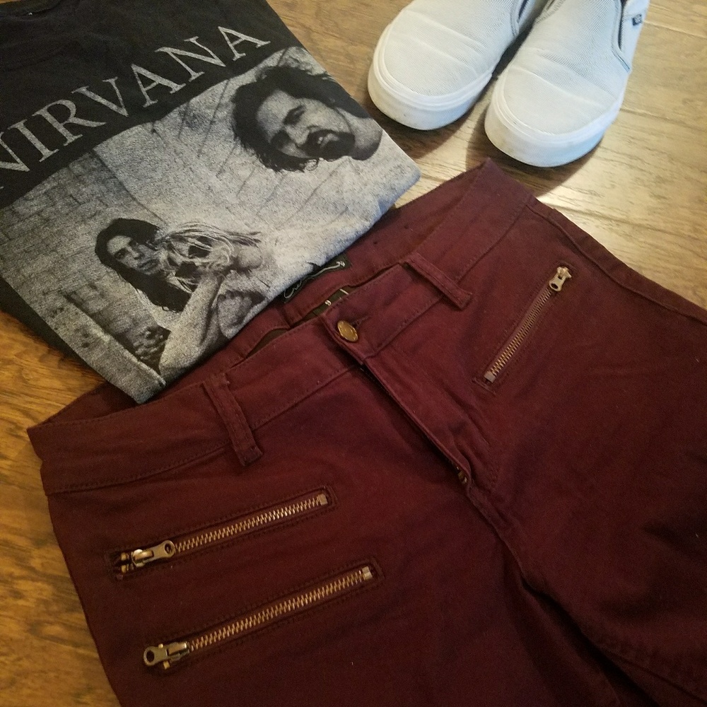 Edgy Maroon Pants
